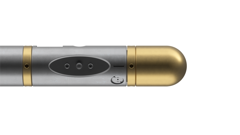 Well Key Dimple Tool with a metallic body, gold-colored sections, and dimples for enhanced downhole operations.