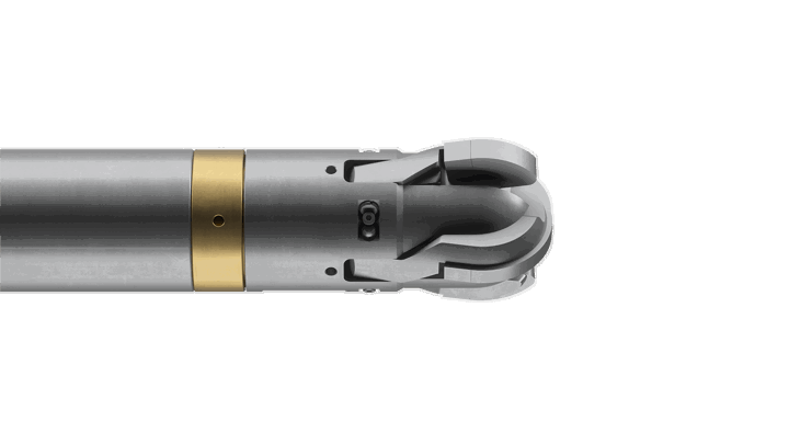 Welltec Auger HDR tool with a metallic body and gold-colored section, designed for heavy debris removal in downhole operations.
