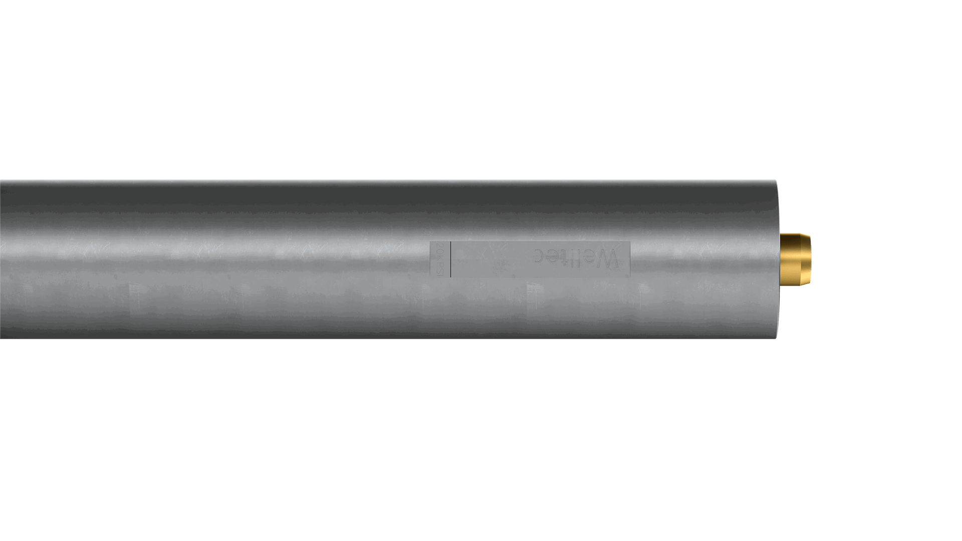 Welltec Hardware Scanner tool with a metallic body and gold-colored end piece, designed for precise downhole operations.
